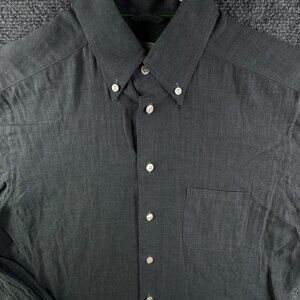 Eton Long Sleeve Button Up Shirt Men Gray Medium Adult Fine Cotton Designer